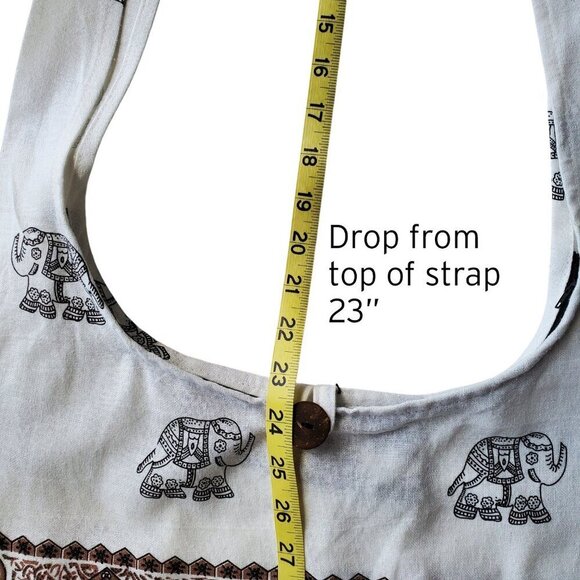 Boho Elephant Crossbody Cotton Purse Made in Thailand 100% Cotton Comfy Bag - Picture 13 of 16